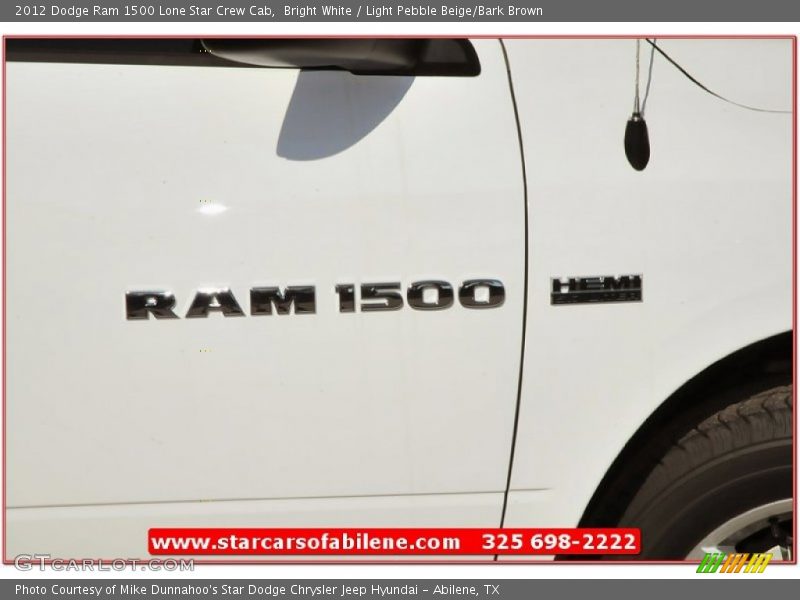 Bright White / Light Pebble Beige/Bark Brown 2012 Dodge Ram 1500 Lone Star Crew Cab