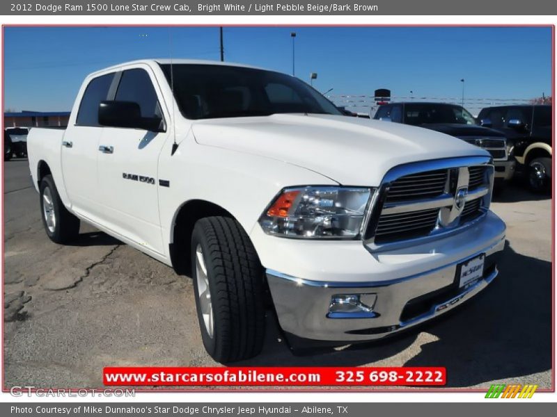 Bright White / Light Pebble Beige/Bark Brown 2012 Dodge Ram 1500 Lone Star Crew Cab