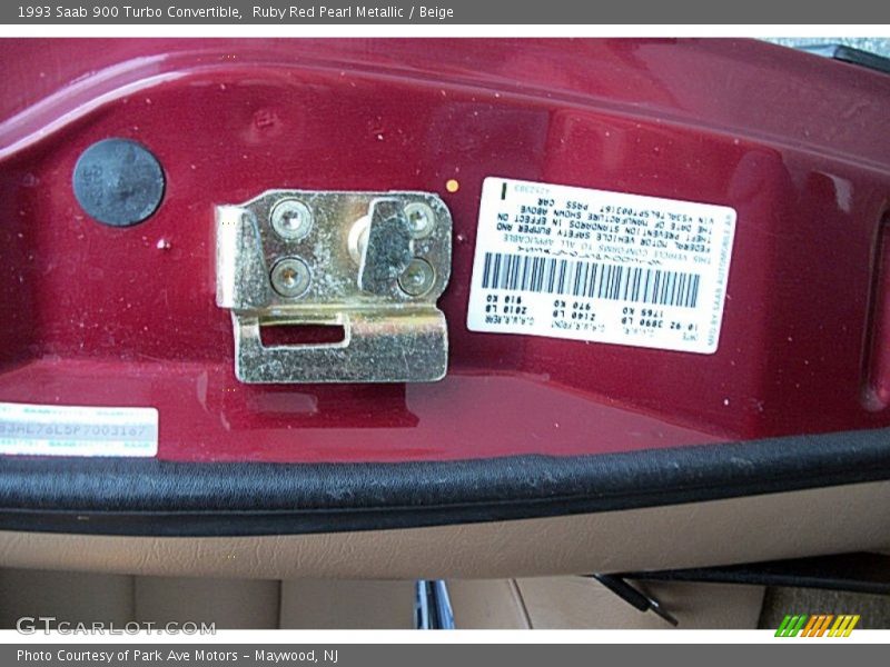 Ruby Red Pearl Metallic / Beige 1993 Saab 900 Turbo Convertible