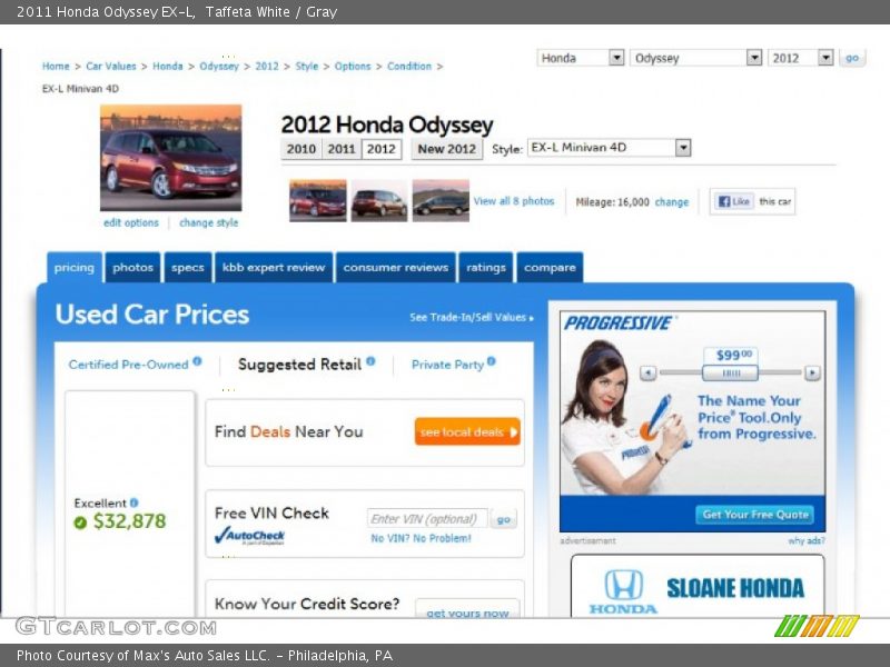 Taffeta White / Gray 2011 Honda Odyssey EX-L