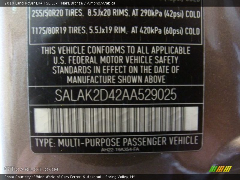 Nara Bronze / Almond/Arabica 2010 Land Rover LR4 HSE Lux