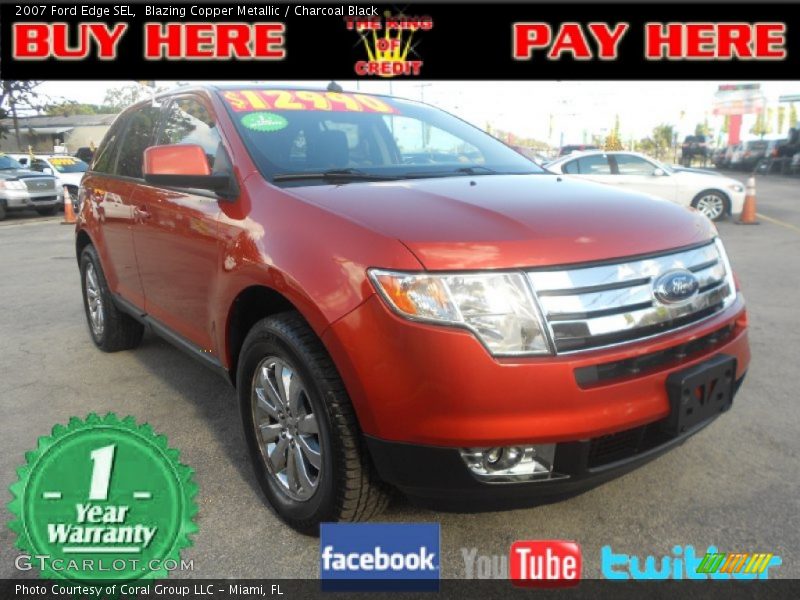 Blazing Copper Metallic / Charcoal Black 2007 Ford Edge SEL