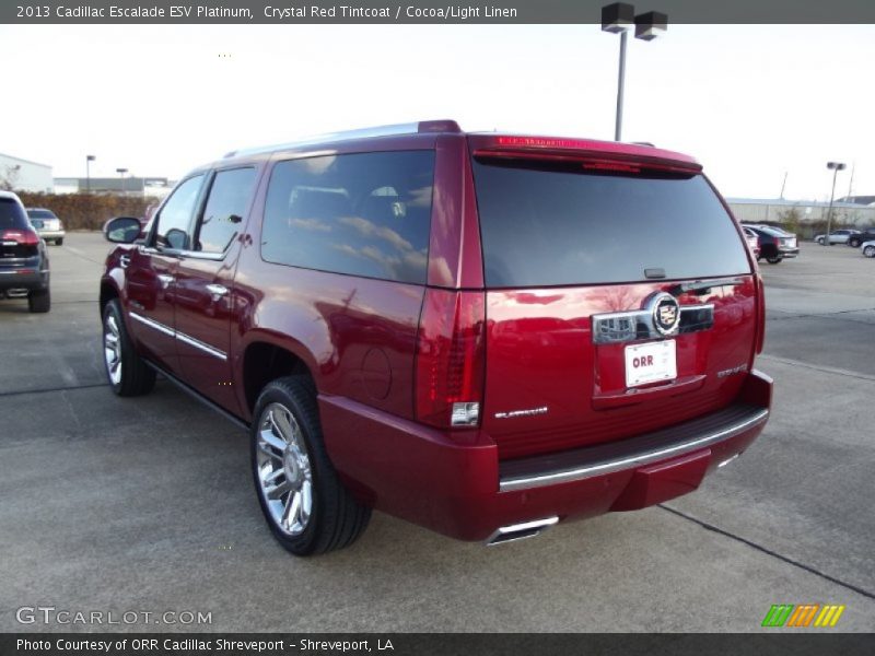 Crystal Red Tintcoat / Cocoa/Light Linen 2013 Cadillac Escalade ESV Platinum