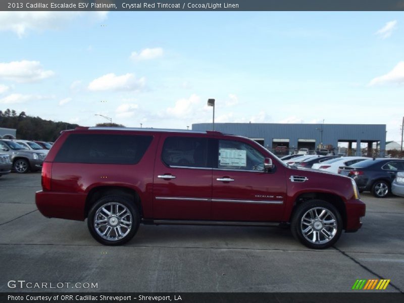 Crystal Red Tintcoat / Cocoa/Light Linen 2013 Cadillac Escalade ESV Platinum
