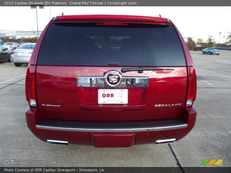 Crystal Red Tintcoat / Cocoa/Light Linen 2013 Cadillac Escalade ESV Platinum