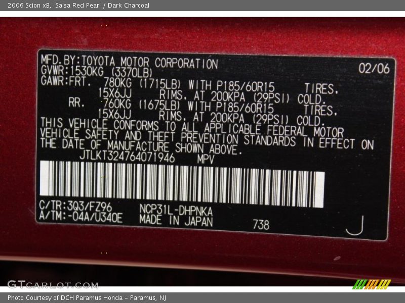 Salsa Red Pearl / Dark Charcoal 2006 Scion xB