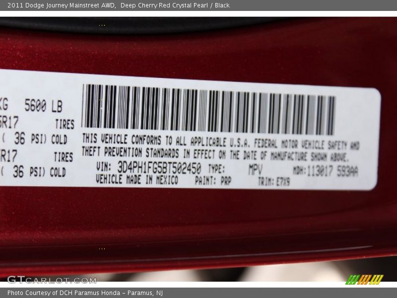 Deep Cherry Red Crystal Pearl / Black 2011 Dodge Journey Mainstreet AWD
