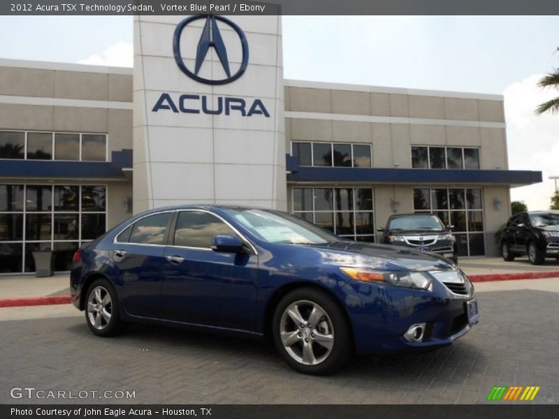 Vortex Blue Pearl / Ebony 2012 Acura TSX Technology Sedan