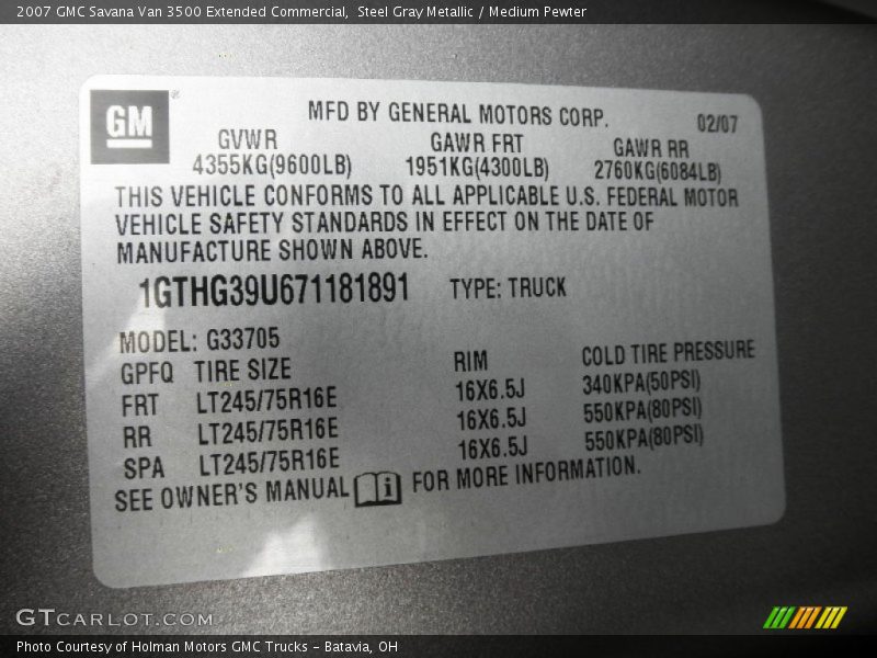 Steel Gray Metallic / Medium Pewter 2007 GMC Savana Van 3500 Extended Commercial