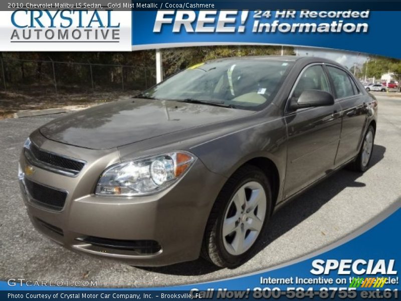 Gold Mist Metallic / Cocoa/Cashmere 2010 Chevrolet Malibu LS Sedan