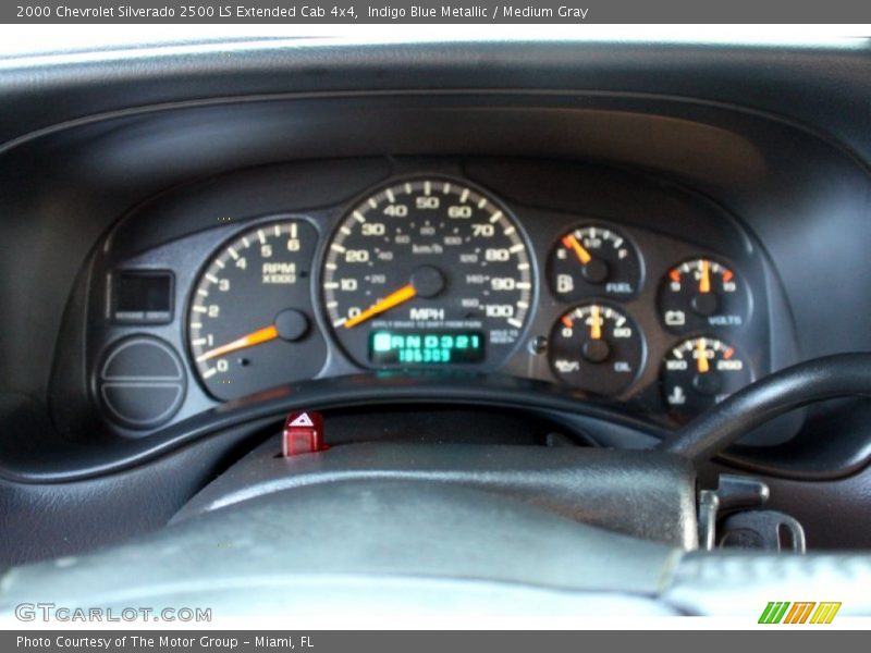 Indigo Blue Metallic / Medium Gray 2000 Chevrolet Silverado 2500 LS Extended Cab 4x4