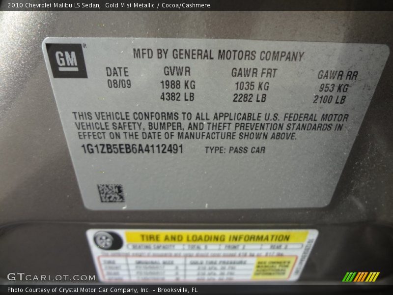 Gold Mist Metallic / Cocoa/Cashmere 2010 Chevrolet Malibu LS Sedan
