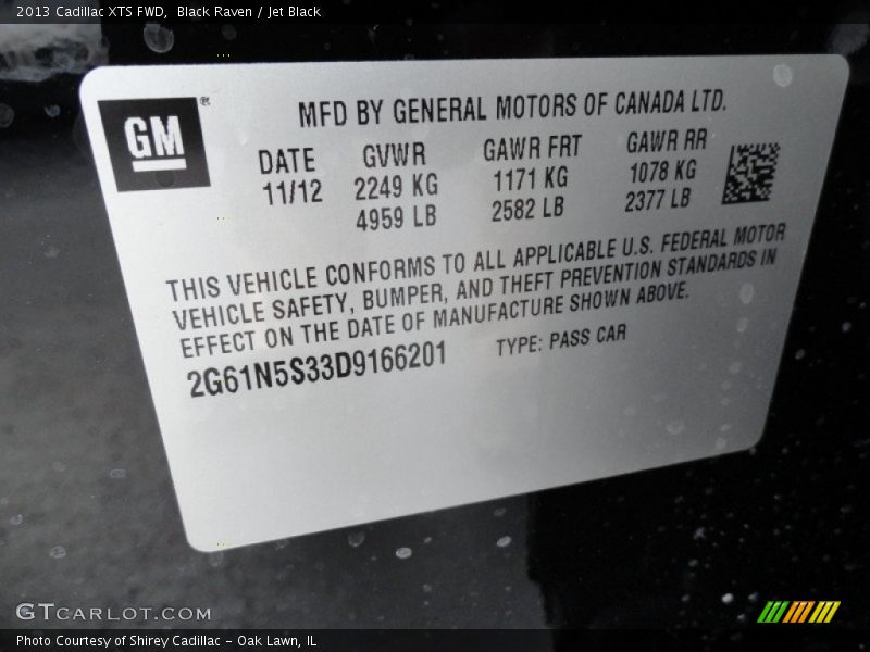 Black Raven / Jet Black 2013 Cadillac XTS FWD