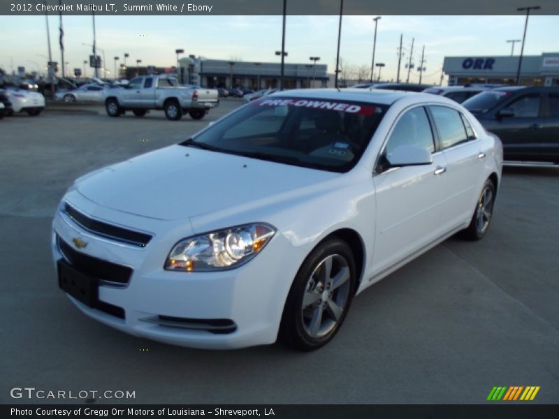 Summit White / Ebony 2012 Chevrolet Malibu LT