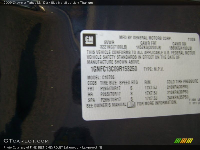 Dark Blue Metallic / Light Titanium 2009 Chevrolet Tahoe LS