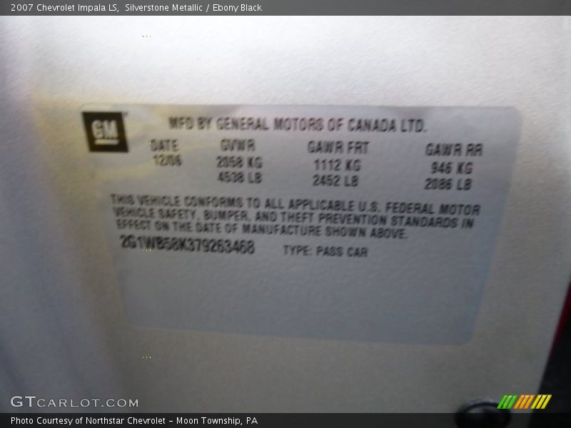 Silverstone Metallic / Ebony Black 2007 Chevrolet Impala LS