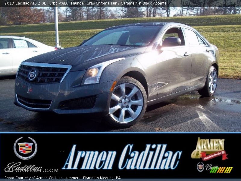 Thunder Gray ChromaFlair / Caramel/Jet Black Accents 2013 Cadillac ATS 2.0L Turbo AWD