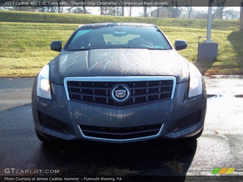 Thunder Gray ChromaFlair / Caramel/Jet Black Accents 2013 Cadillac ATS 2.0L Turbo AWD