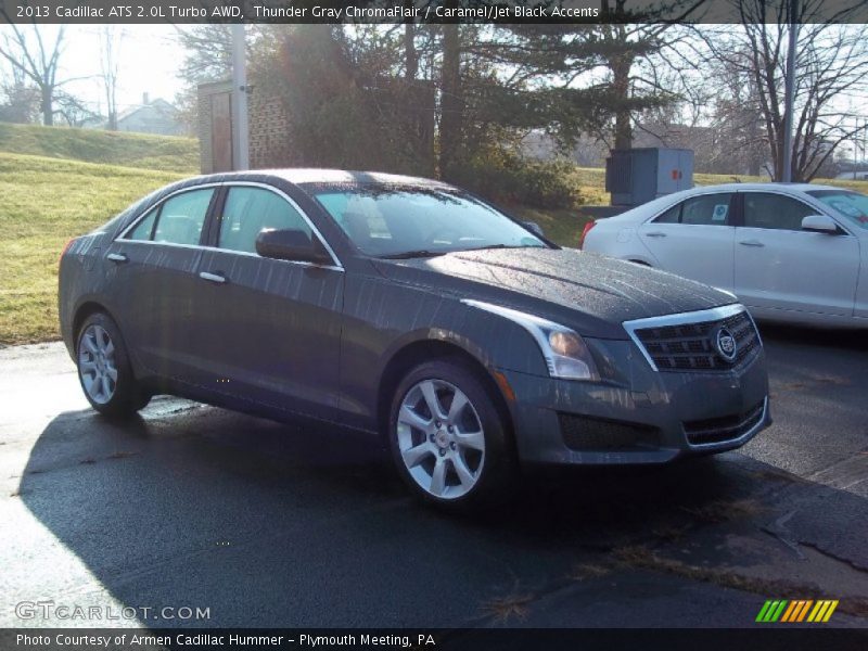 Thunder Gray ChromaFlair / Caramel/Jet Black Accents 2013 Cadillac ATS 2.0L Turbo AWD