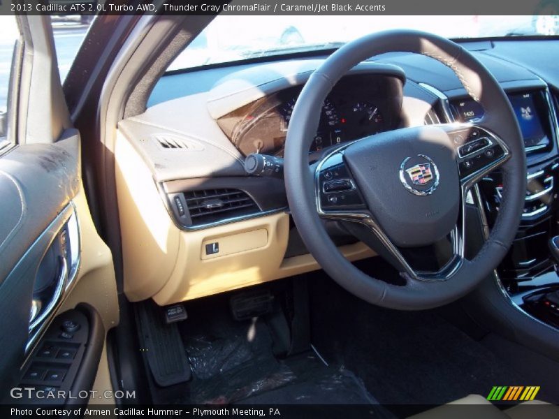 Thunder Gray ChromaFlair / Caramel/Jet Black Accents 2013 Cadillac ATS 2.0L Turbo AWD
