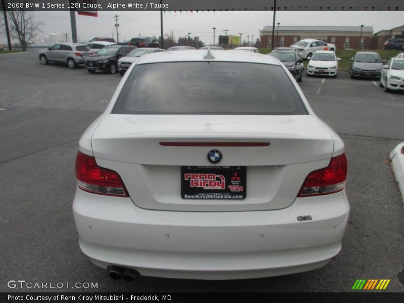 Alpine White / Taupe 2008 BMW 1 Series 128i Coupe