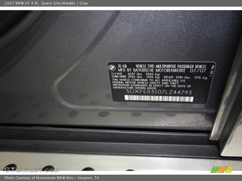 Space Grey Metallic / Gray 2007 BMW X5 4.8i