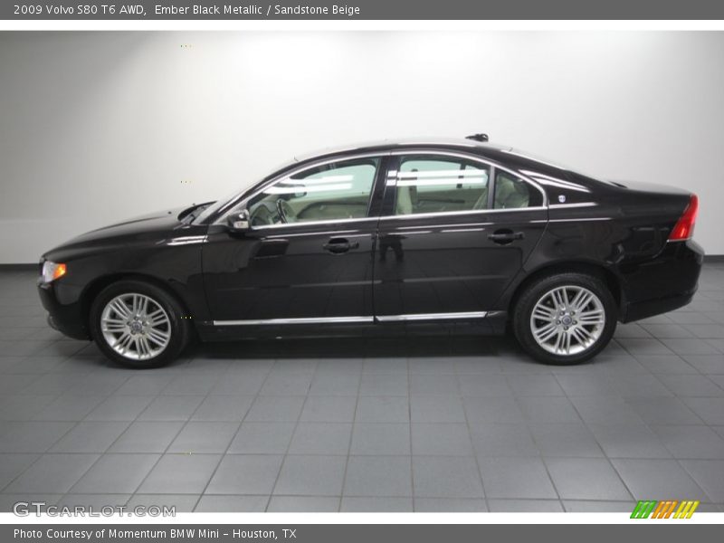 Ember Black Metallic / Sandstone Beige 2009 Volvo S80 T6 AWD