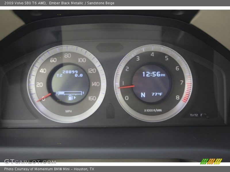 Ember Black Metallic / Sandstone Beige 2009 Volvo S80 T6 AWD