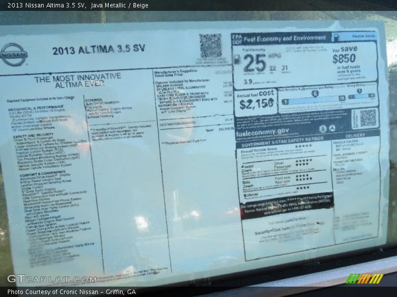 Java Metallic / Beige 2013 Nissan Altima 3.5 SV