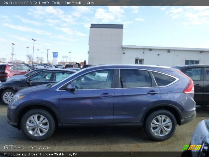 Twilight Blue Metallic / Gray 2013 Honda CR-V EX-L AWD