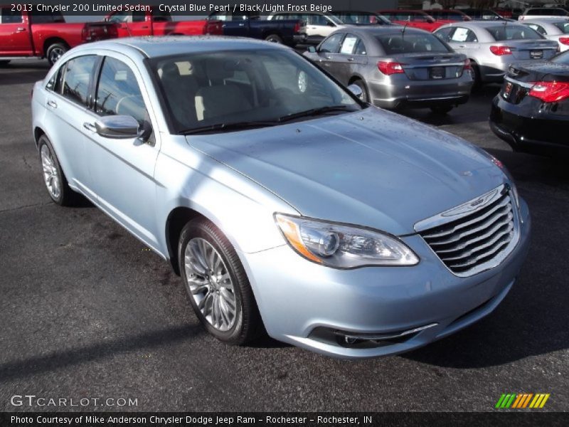 Crystal Blue Pearl / Black/Light Frost Beige 2013 Chrysler 200 Limited Sedan