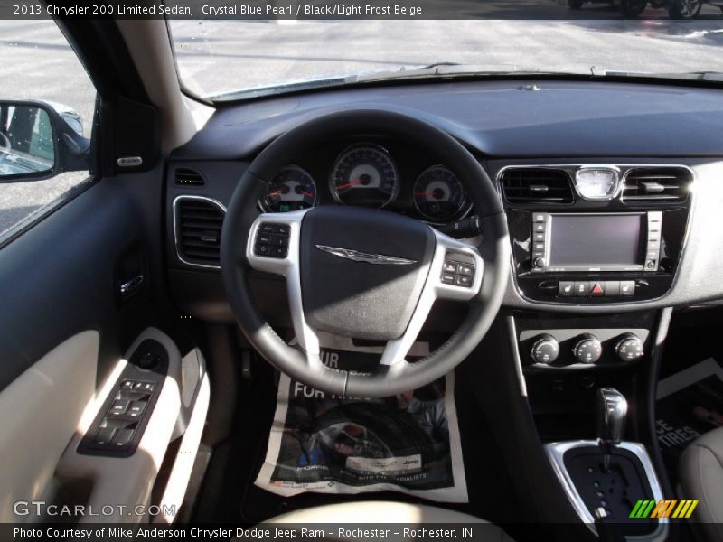 Crystal Blue Pearl / Black/Light Frost Beige 2013 Chrysler 200 Limited Sedan