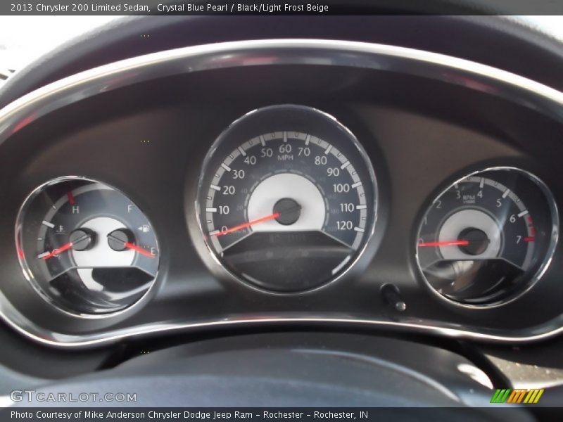 Crystal Blue Pearl / Black/Light Frost Beige 2013 Chrysler 200 Limited Sedan