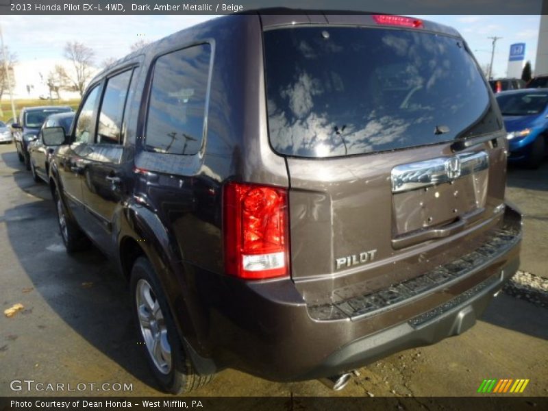 Dark Amber Metallic / Beige 2013 Honda Pilot EX-L 4WD