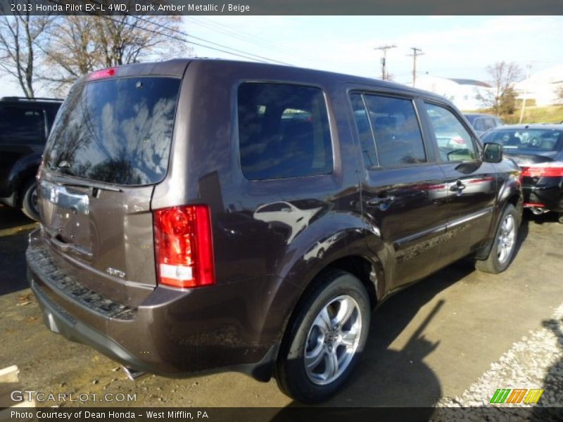 Dark Amber Metallic / Beige 2013 Honda Pilot EX-L 4WD