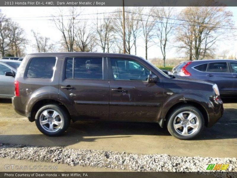 Dark Amber Metallic / Beige 2013 Honda Pilot EX-L 4WD
