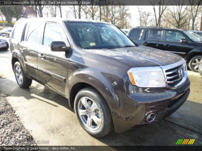 Dark Amber Metallic / Beige 2013 Honda Pilot EX-L 4WD