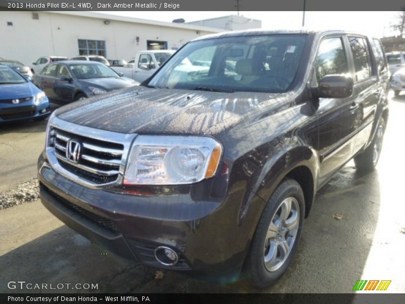 Dark Amber Metallic / Beige 2013 Honda Pilot EX-L 4WD
