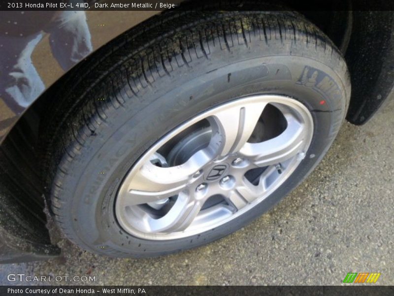 Dark Amber Metallic / Beige 2013 Honda Pilot EX-L 4WD