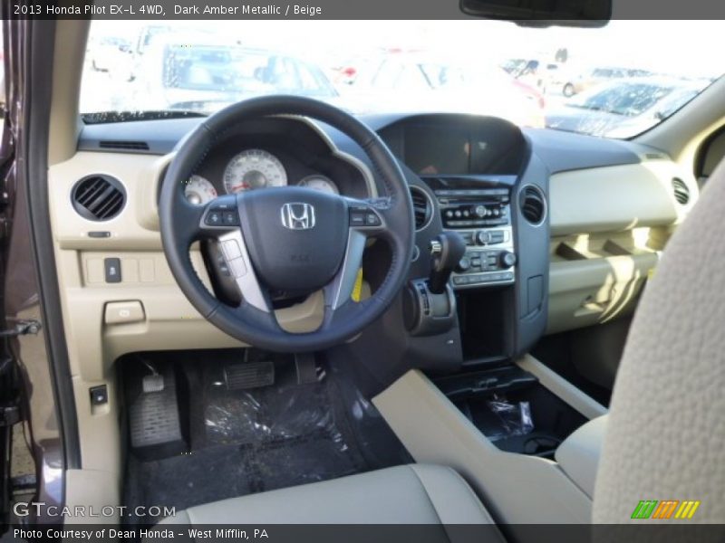 Dark Amber Metallic / Beige 2013 Honda Pilot EX-L 4WD