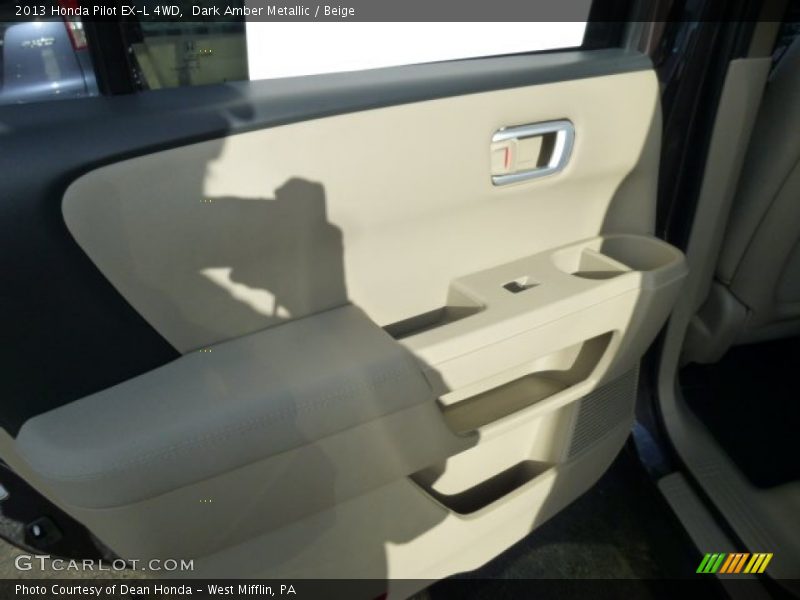Dark Amber Metallic / Beige 2013 Honda Pilot EX-L 4WD
