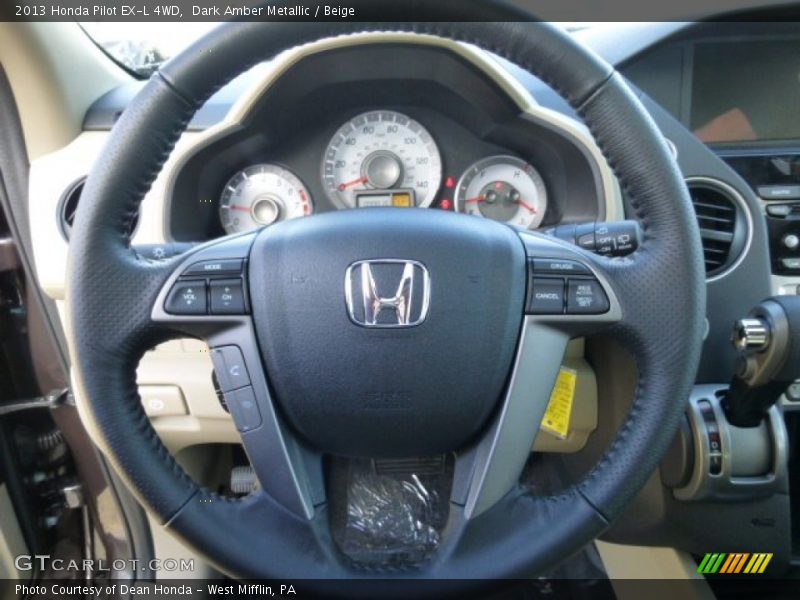 Dark Amber Metallic / Beige 2013 Honda Pilot EX-L 4WD