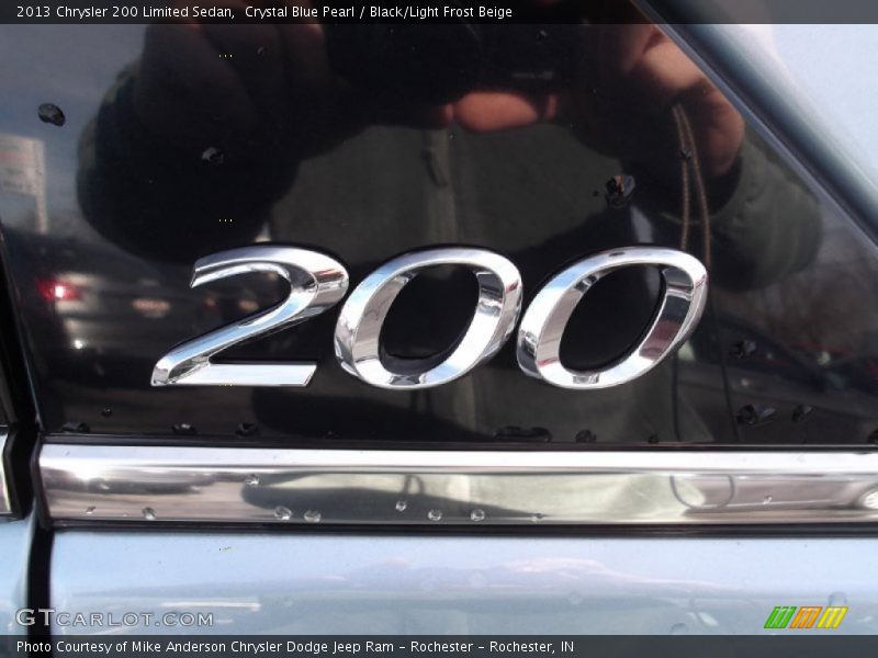Crystal Blue Pearl / Black/Light Frost Beige 2013 Chrysler 200 Limited Sedan