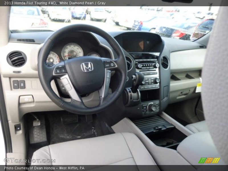 White Diamond Pearl / Gray 2013 Honda Pilot Touring 4WD