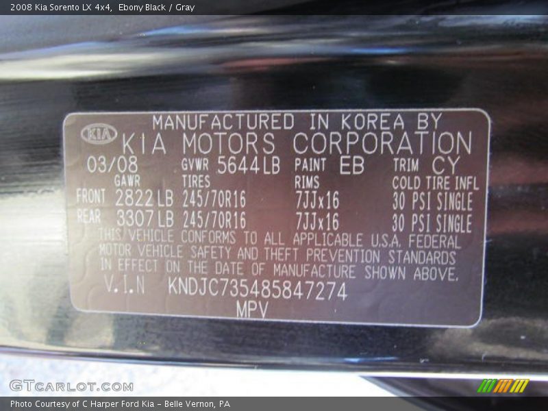 Ebony Black / Gray 2008 Kia Sorento LX 4x4