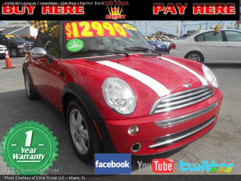 Chili Red / Panther Black 2008 Mini Cooper Convertible