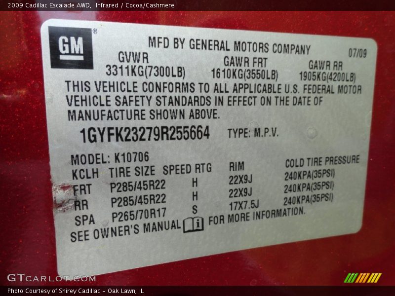Infrared / Cocoa/Cashmere 2009 Cadillac Escalade AWD