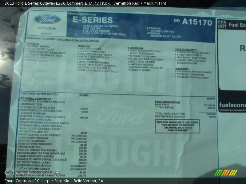 Vermillion Red / Medium Flint 2013 Ford E Series Cutaway E350 Commercial Utility Truck