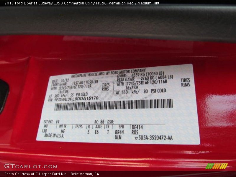 Vermillion Red / Medium Flint 2013 Ford E Series Cutaway E350 Commercial Utility Truck