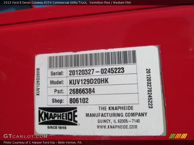 Vermillion Red / Medium Flint 2013 Ford E Series Cutaway E350 Commercial Utility Truck